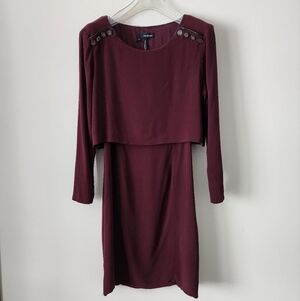 THE KOOPLES | Double layer dress burgundy red black buttons sz 40